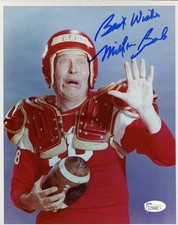 MILTON BERLE HAND SIGNED 8x10 COLOR PHOTO    AMAZING POSE FOOTBALL PLAYER    JSA