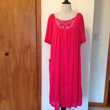 Vintage Kelly Reed Nightgown Robe Set Womens Medium Pink Embroidered