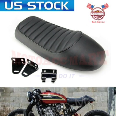 Motorcycle Cafe Racer Seat Flat & Hump Saddle For Honda CB Suzuki GS Yamaha XJ
