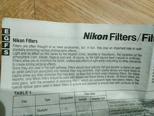 Nikon Filters Technical Sheet OEM