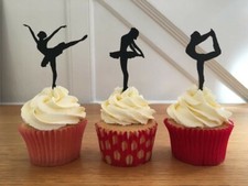 12 Cupcake Silhouette BALLET DANCING toppers. Three ballerina poses provided. 