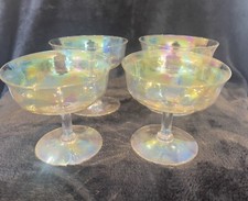 Fostoria Mother of Pearl Iridescent Low Sherbet Champagne Cocktail Glass Set 4