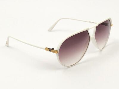 NEW VINTAGE YVES SAINT LAURENT 8129 WHITE AVIATOR 80 