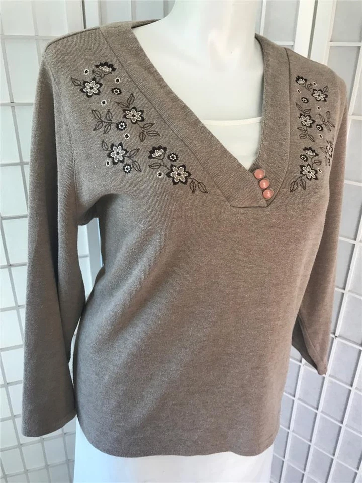 Women's Studio Works 3X Oak Brown Cotton Blend Soft Knit Winter Pullover - Image 2 of 4