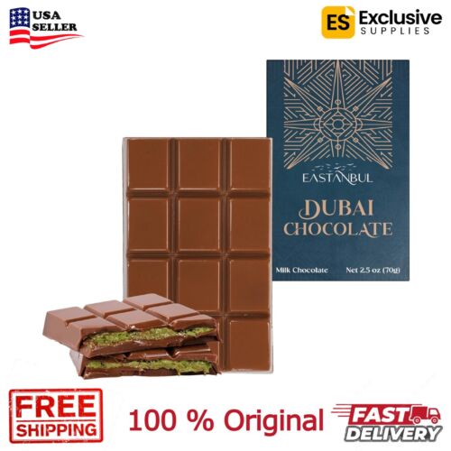 Eastanbul Dubai Pistachio Chocolate Bar, 2.5oz Mini Treat, Gift Box