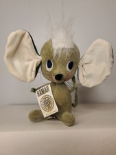 Vintage 1966 Kamar Green Mouse Sonja 6" Plush Wood Doll Japan 2602