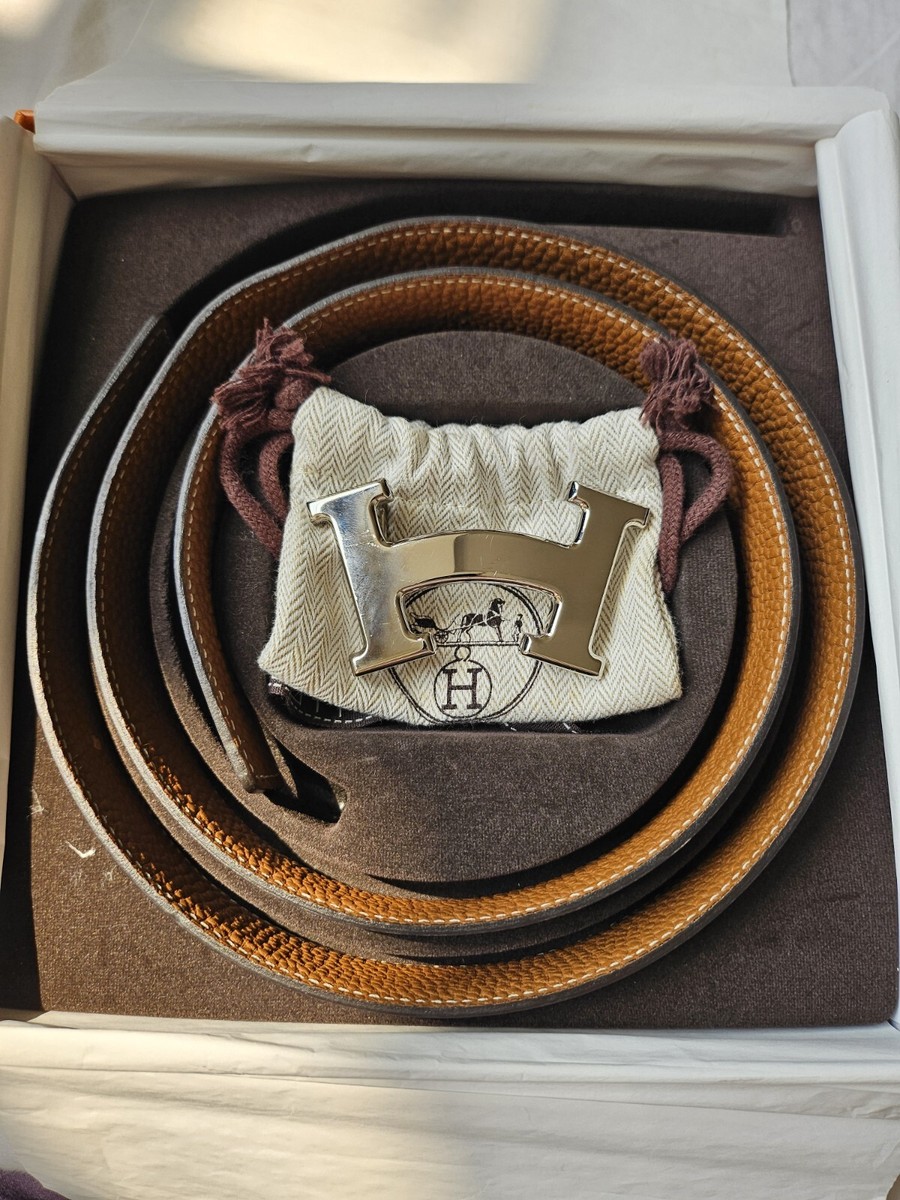 ☆HERMESベルトHマーク☆ HERMES H Logo Reversible Leather Buckle Belt Size 80 cm