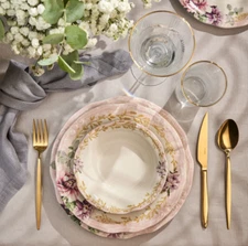 Emsan Flory Stoneware 24 Piece Dinner Set for 6 People