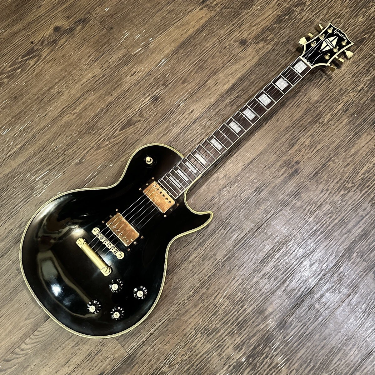 Greco Electric Guitar Les Paul Custom EGC-550 Black Gold Parts W/Gig Bag Vintage
