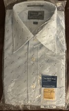 VINTAGE 70s JCPenney Blue Polyester Short-Sleeve Button-Up Shirt Size 15 1/2 m 