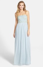 Adrianna Papell Beaded Chiffon Strapless Gown (size 16)