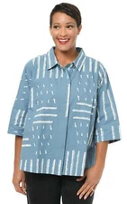 Tulip Clothing Tulip Alice Womens Shirt in Spa Blue Sand Dunes