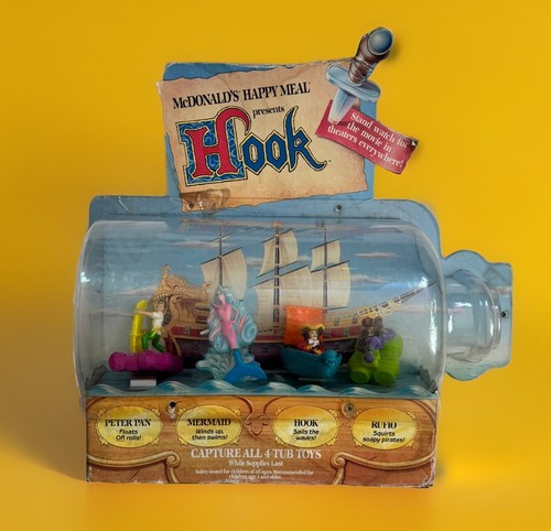 Disney Hook Movie McDonald's Happy Meal Store Display 1991 Complete Bath Toy Set