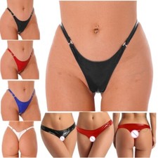 Women's Low Rise Micro Back G-string Leather Thong Panty Micro T-Back Underpants