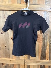 Pre-Owned Sz M Spandex/Nylon Billabong Youth Short Sleeve Rash Guard Black 1O 