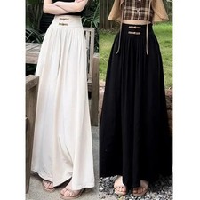 Summer Women Chinese Traditional Pants Lady Comfortable Baggy Wide Leg Straight