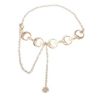 Metall GüRtel FüR Frauen, Kettenglied GüRtel (Gold, Mond)
