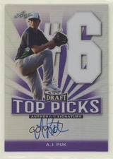 2016 Leaf Metal Draft Top Picks Auto Purple /15 AJ Puk #TP-AJP Auto