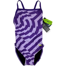 Speedo Vortex Maze Flyback Purple 6 / 32 Competitive Swimsuit 1pc NEW