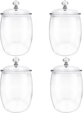 4-Piece Candy and Cookie Jar Set, 74-Ounce Clear Plastic Jar with Lid