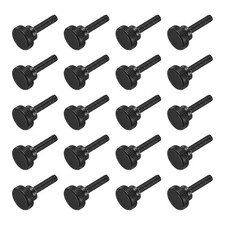 M4x20mm Black Steel Flat Head Shoulder Knurled Thumb Screws 20Pcs