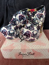 Iron Fist Super Platform Shoes drag  Skull Print UK 8