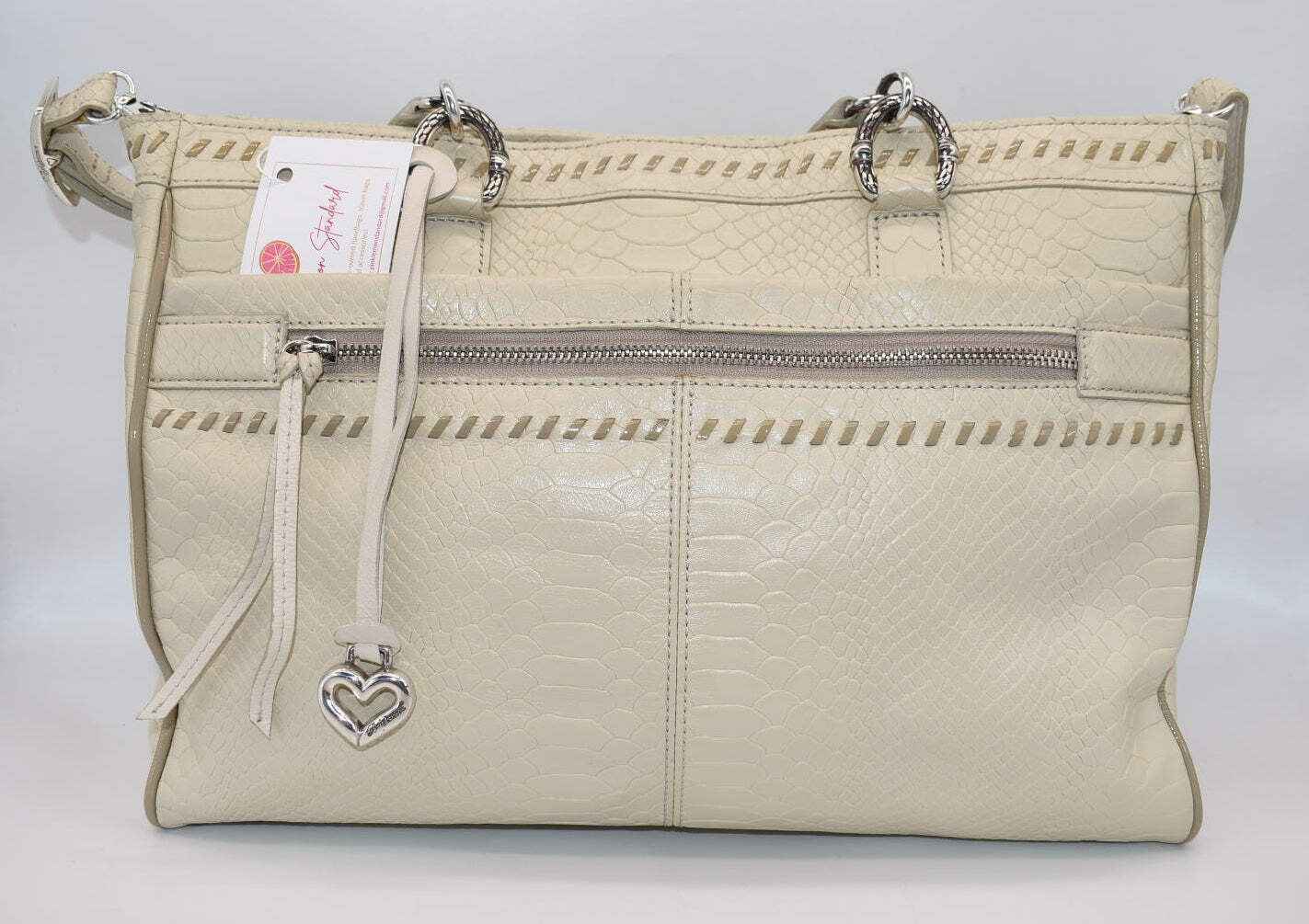 Brighton Cream Lace Python Shoulder Bag - image 2