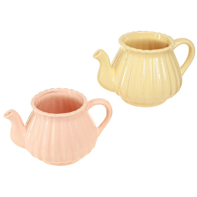 Keramik-Teekanne Übertopf Retrostil Orange Gelb Set 2, 2 Stück