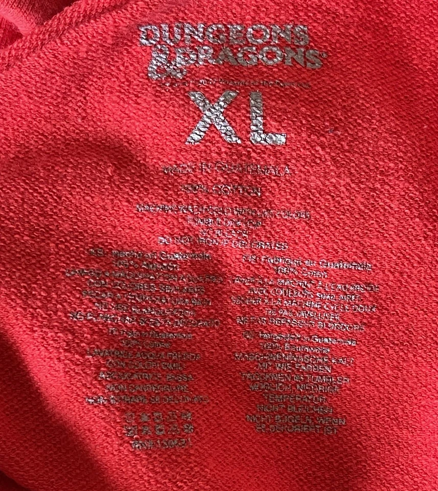 Dungeon And Dragon Vintage XL Rojo Sudadera con Capucha Pullover Bolsillo Dragón Logo Algodón Foto 3 de 4