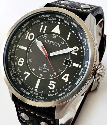 Citizen Eco-Drive World Time Men's Watch 45mm Perpetual Calendar Unique Model