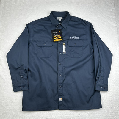 NEW Carhartt Twill Work Wear Long Sleeve Button Up Shirt Blue Men’s Size  2XL