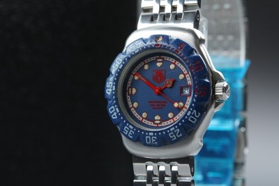 Complete OH【EXC+5/N Batt,Belt 】Tag Heuer F1 370.508 Qz Blue Dial Men's Watch JPN