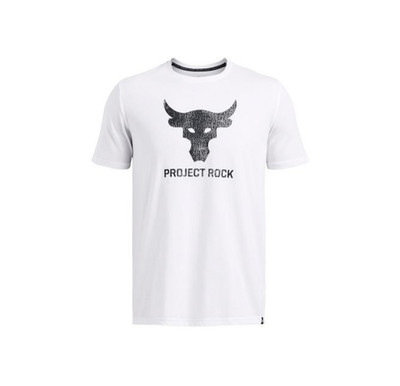 NEW Under Armour x Project Rock Men's L Payoff Bull White T-Shirt 1383191-100