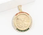 Mexico 50 Pesos Liberty Coin Unisex 18K Gold  Plated Crystal CENTENARIO pendant