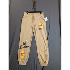 Disney Winnie the Pooh Tan Sweatpants Joggers Lounge Pants Size S NWT