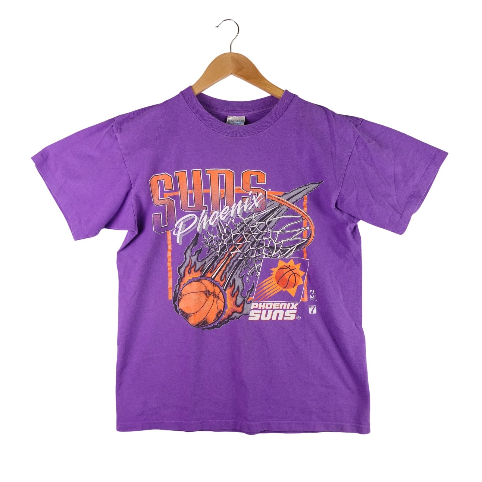 Vintage Phoenix Suns T Shirt Mens Large Purple Single Stitch NBA Basketball 90s