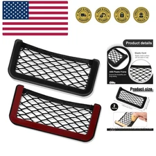 2 Pcs ABS Plastic Frame Car Storage Net Bag Phone Car Mesh Net Holder RV Stor...