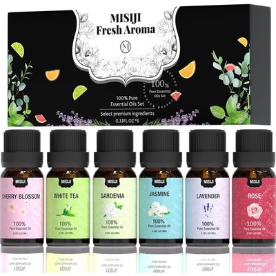 Ätherische Öle Set Aromatherapie Diffusor Kerze Floral 6x10ml