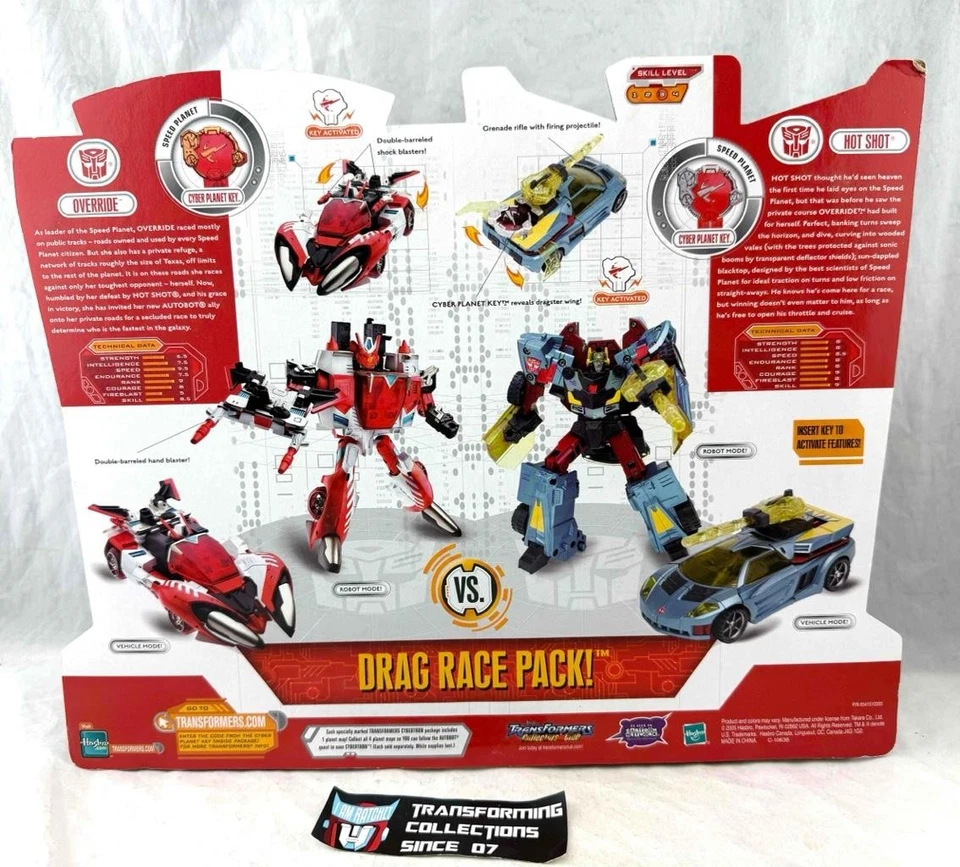 Transformers 2005 Cybertron RID Drag Race Pack Hot Shot vs Override MOSC - Image 2 of 2