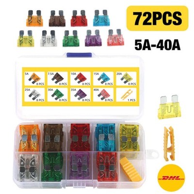72× Autosicherungen  Set inkl. Sicherungszieher Ersatz KFZ Car Fuses Motorrad