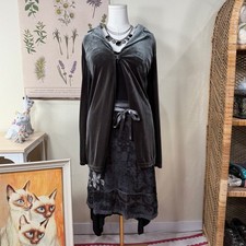 Vintage Y2k Gray Green Velvet Jacket Whimsigo...