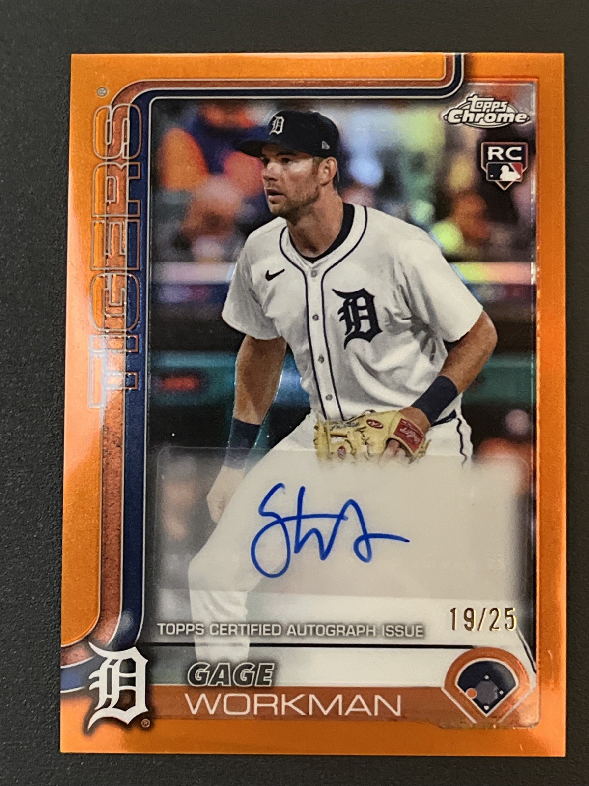 2025 Topps Update Gage Workman Real One Auto Orange Foil Parallel Rookie /25