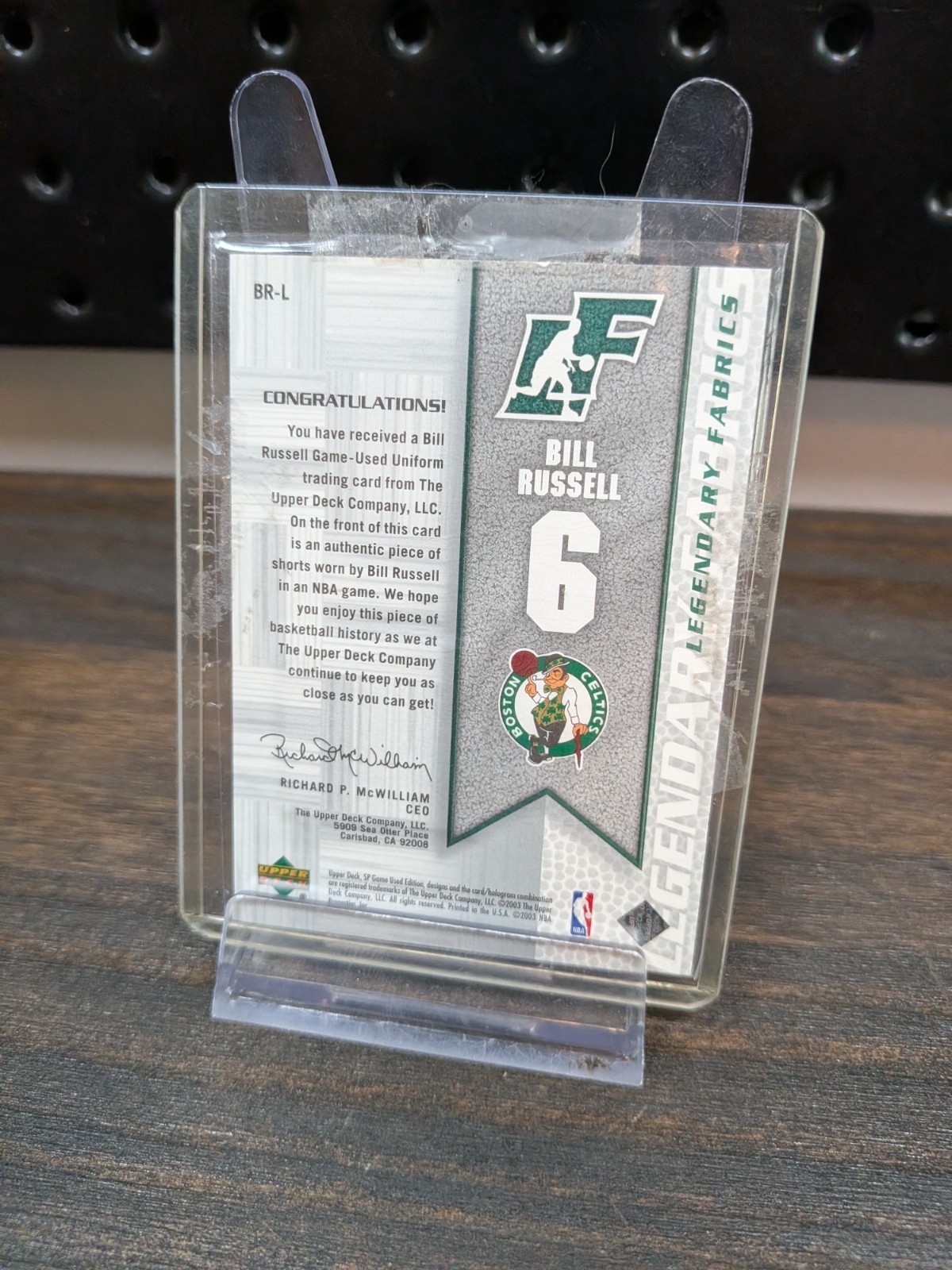 BILL RUSSELL 2003-04 SP Game Used Legendary Fabrics Jersey #BR-L Green view 2