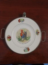 Antique Excello  Little Red Riding Hood Metal Porcelain Hot Water Child Plate