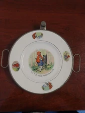 Antique Excello Little Red Riding Hood  Metal Porcelain Hot water Child Plate