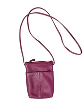 ILI New York Leather Crossbody Bag Purse Pink Raspberry Women’s Pebbled Leather