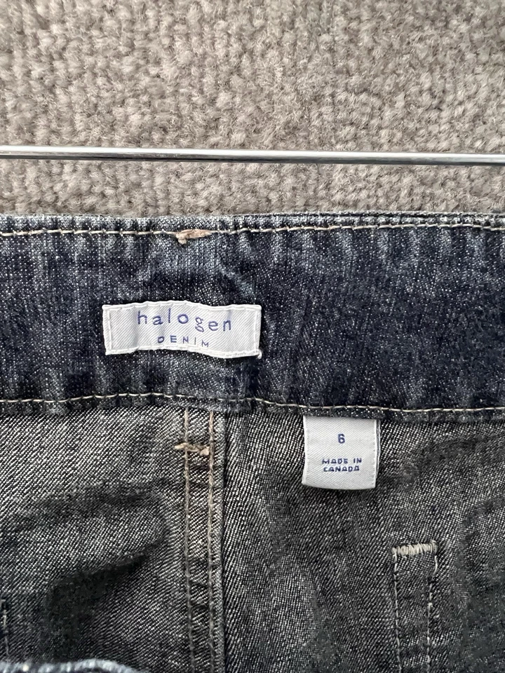 Pantalones de mezclilla halógenos cortos al tobillo para mujer talla 6 azules elásticos bolsillos para piernas rectas Foto 3 de 4