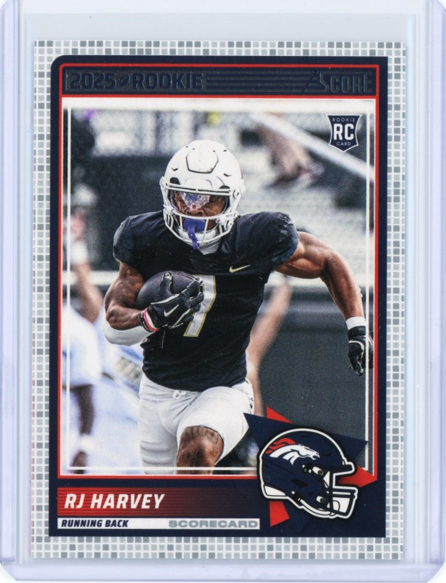 RJ Harvey 2025 Panini Score - Scorecard Parallel Rookie (RC) #49 Broncos