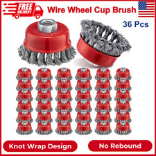 36 Pcs 3 Inch Wire Wheel Cup Brush With 5/8"-11 Threaded Arbor For 4 1/2 Angle