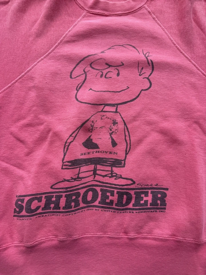 Vintage 1960’s Charlie Brown Schroeder Raglan Sweatshirt Pink SZ. M Mayo Spruce - Image 2 of 4